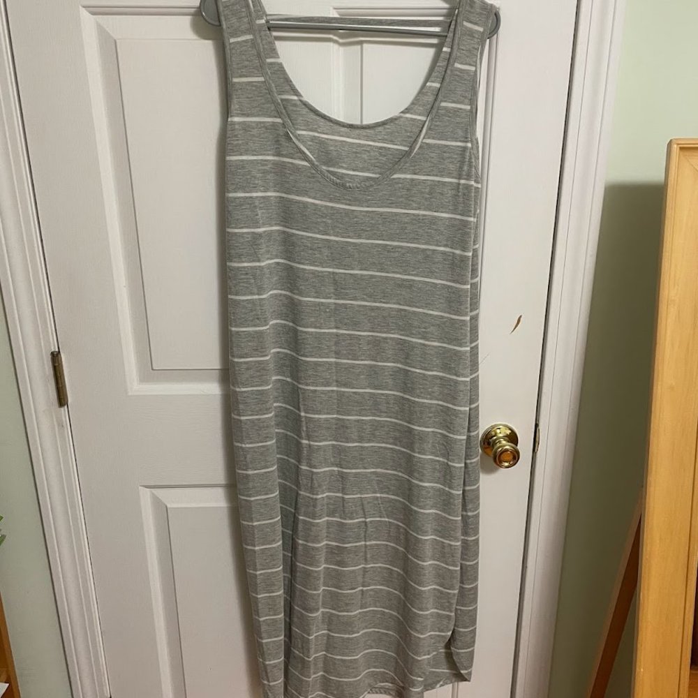 Kindred Bravely Gray Striped Maxi Dress